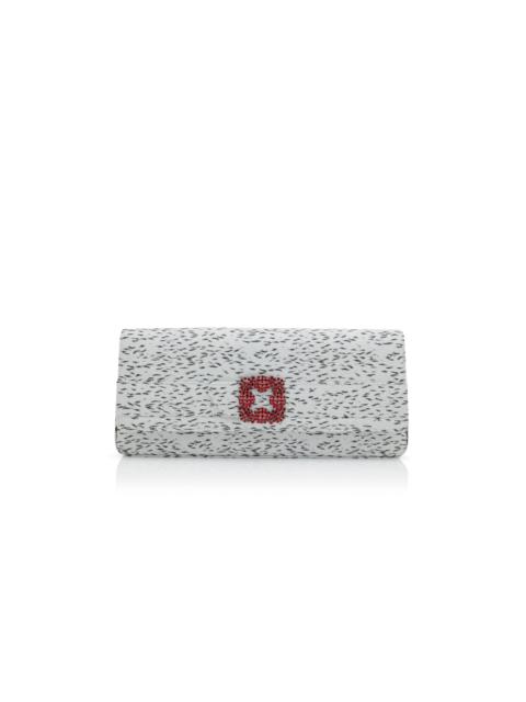 Manolo Blahnik White Jacquard Jewel Buckle Clutch