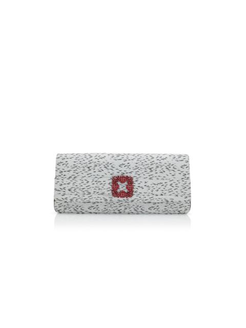 Manolo Blahnik White Jacquard Jewel Buckle Clutch