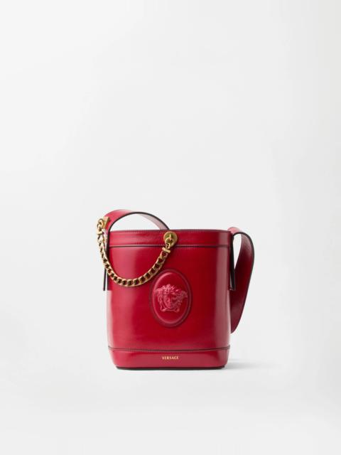VERSACE Pivot Mini Leather Bucket Bag