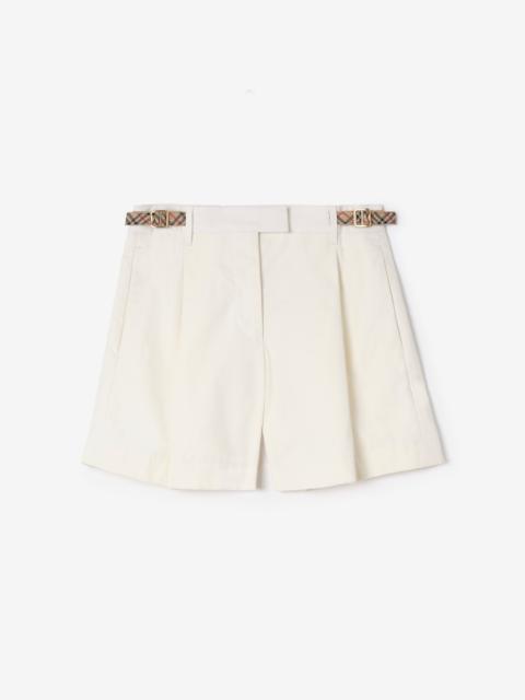 Burberry Check Trim Cotton Poplin Shorts
