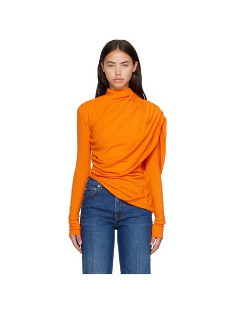 MUGLER Orange Cascade Sleeves Top