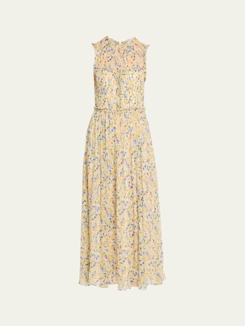 ULLA JOHNSON Kasia Floral Silk Chiffon Midi Dress