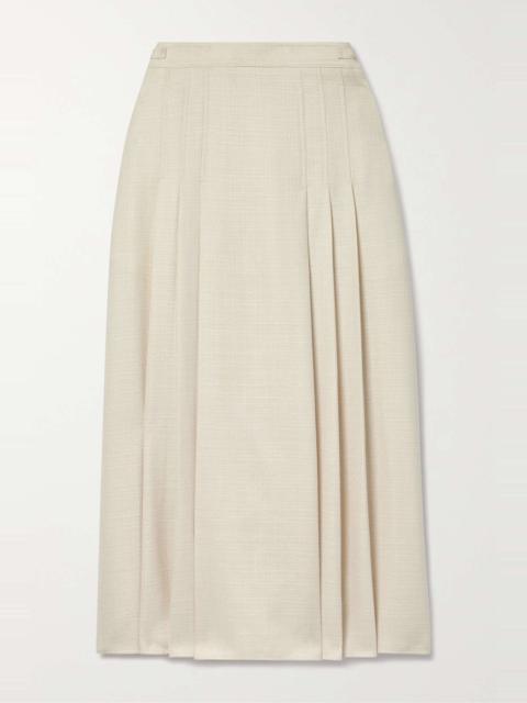 Lerna pleated wool and silk-blend midi skirt