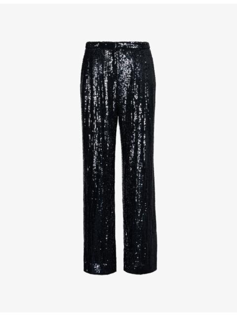 TWP Sulli Straight Sequin-Woven Trousers