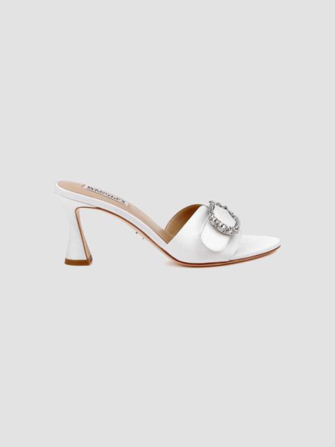 BADGLEY MISCHKA Women's Odetta 75MM Embellished Mules - White Crepe