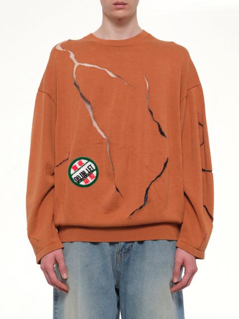 doublet Cracked Egg Knit Pullover in Brown