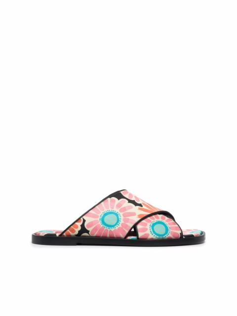 daisy-print criss-cross sandals