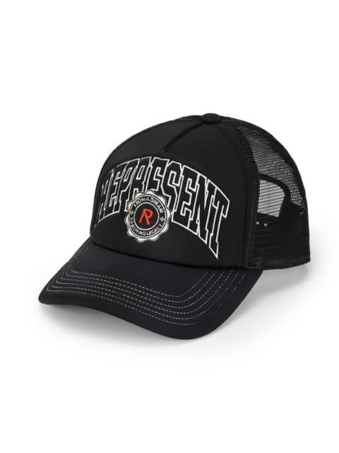 REPRESENT Men's Legacy Crest Logo Trucker Hat - Black