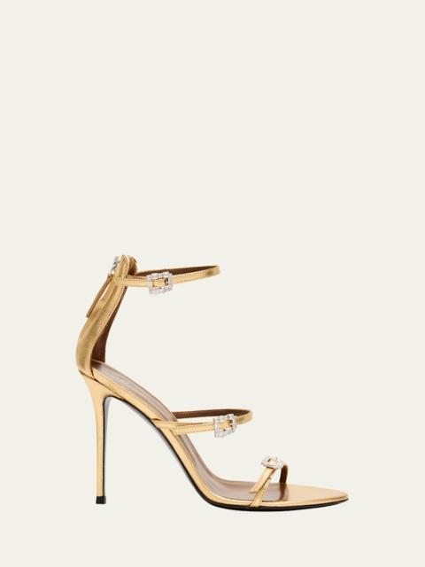 Giuseppe Zanotti Metallic Leather Ankle-Strap Sandals