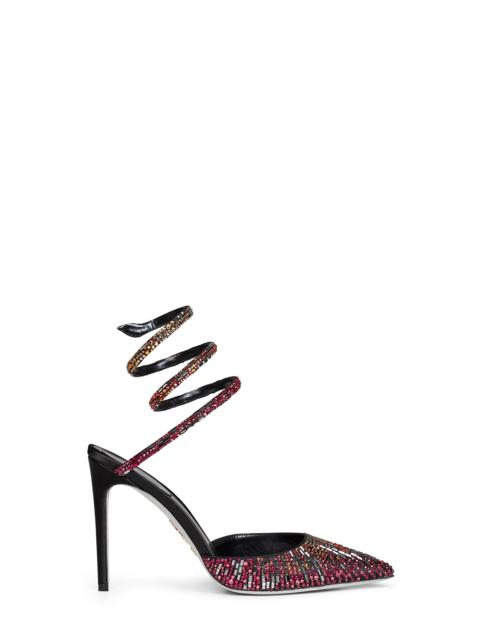 RENE CAOVILLA Black Swarovski crystal-embellished satin 105 slingback pumps