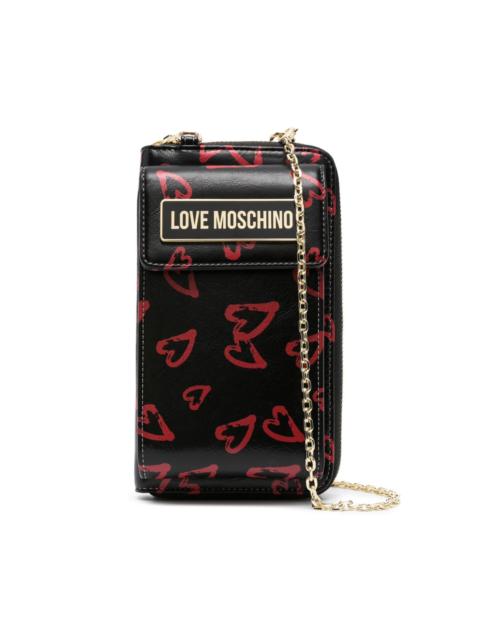 Moschino heart-print detachable-chain wallet