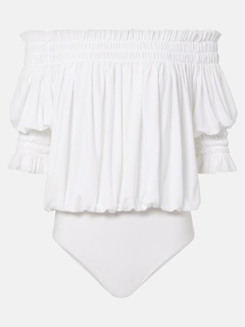 NORMA KAMALI Off-shoulder smocked bodysuit
