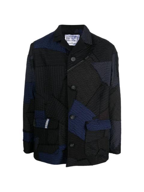 By Walid patchwork striped shirt jacket
