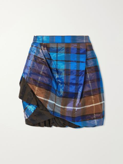 Vivienne Westwood Zora asymmetric pleated checked twill mini skirt Blue
