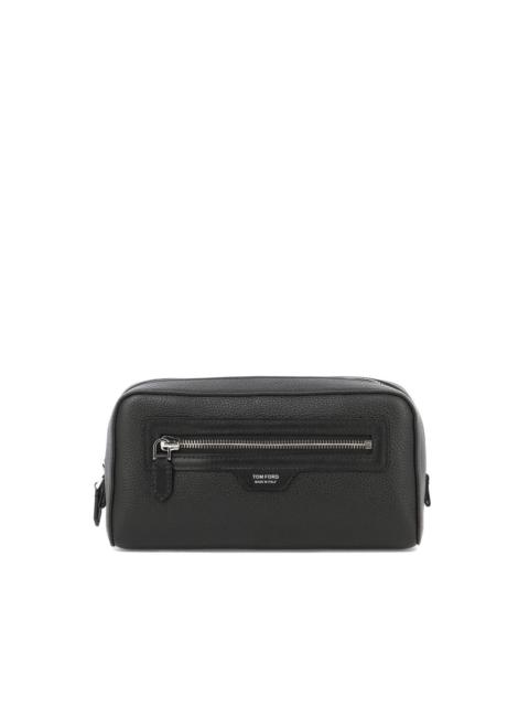 TOM FORD logo-patch leather wash bag