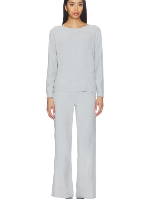 Barefoot Dreams Cozychic Jersey Roll Pullover & Wide Leg Pant Set