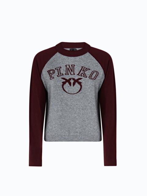 PINKO TWO-TONE SWEATER WITH LOVE BIRDS LOGO