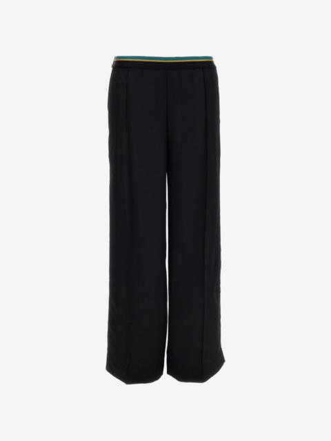 Plan C elasticated-waistband straight-leg trousers