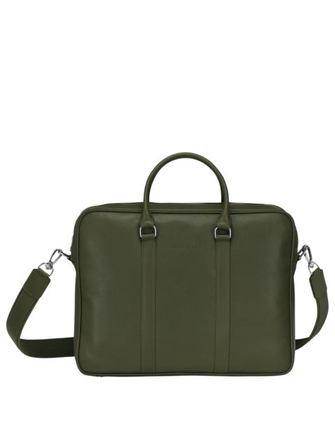 Longchamp Le Foulonné M Briefcase Khaki - Leather
