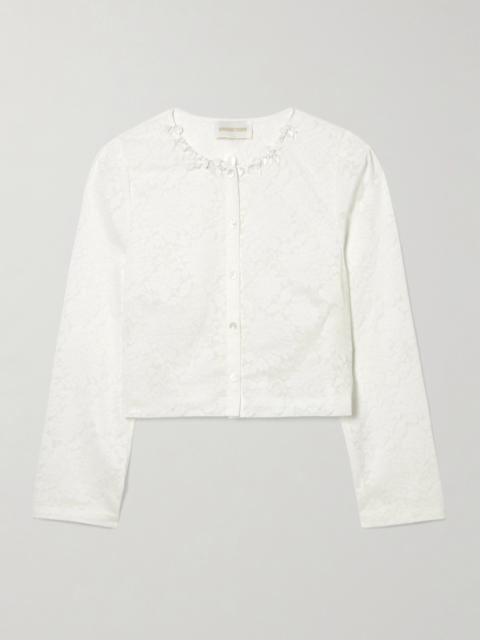 SHUSHU/TONG Embellished Cropped Lace Top