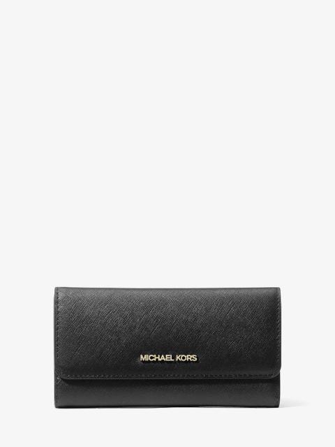 MICHAEL KORS Jet Set Travel Crossgrain Leather Tri-Fold Wallet