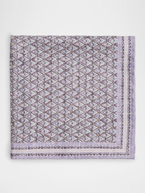 Brunello Cucinelli Men's Silk Geometric Pocket Square
