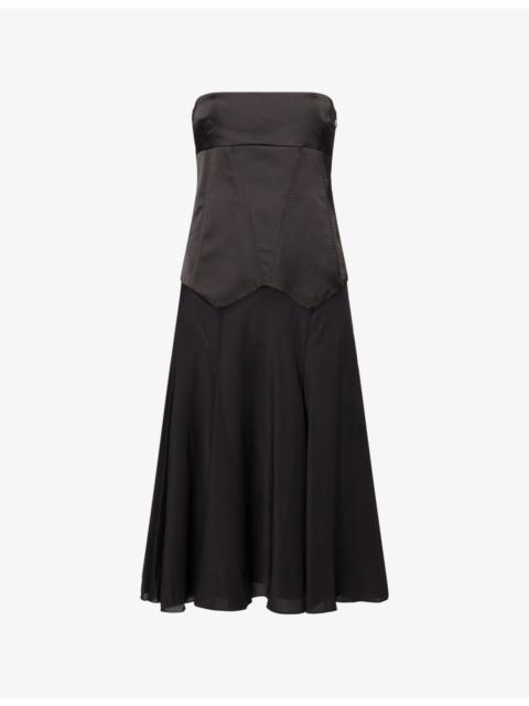 ANNA OCTOBER Ariella Corset Stretch-Woven Midi Dress