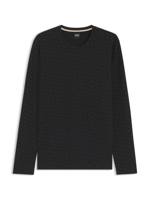 BOSS PAJAMA TOP IN A WAFFLE-TEXTURED COTTON BLEND