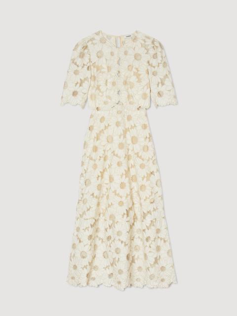 Sandro EMBROIDERED MAXI DRESS