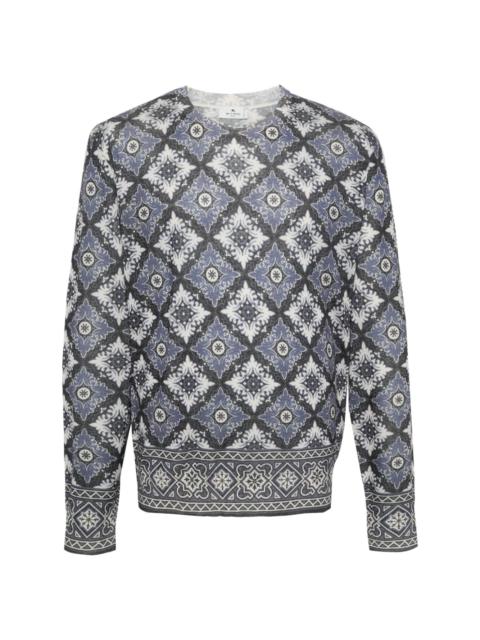 brushed patterned-jacquard jumper