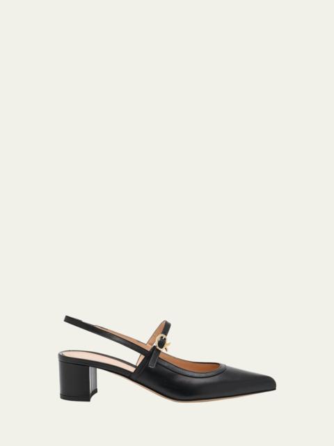 Calfskin Mary Jane Slingback Pumps