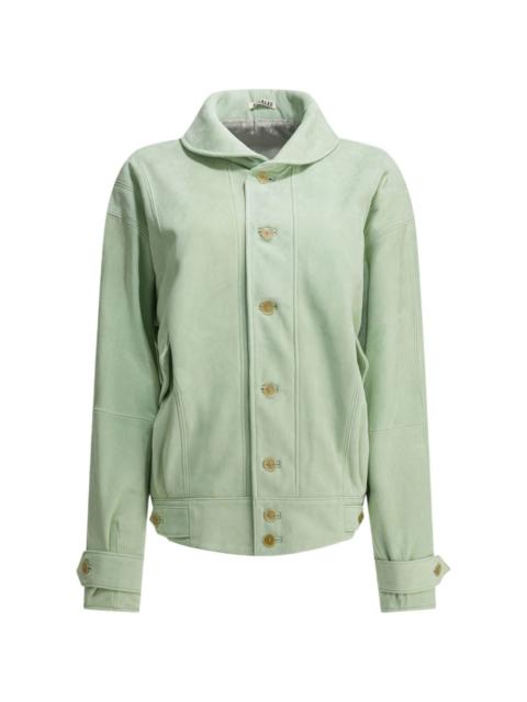 AURALEE spread collar button-up suede jacket