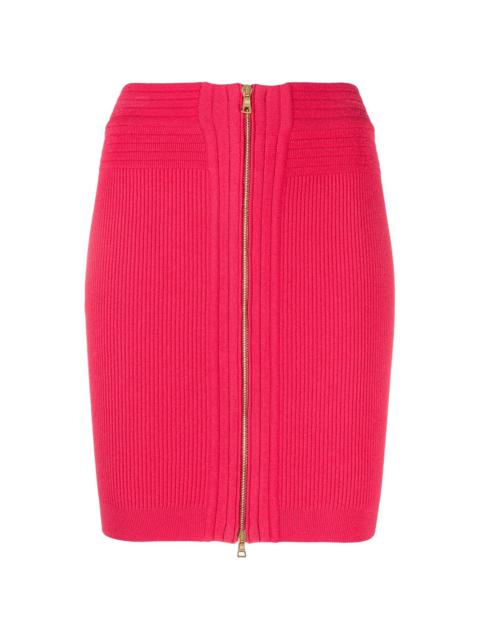 high-waisted knitted miniskirt