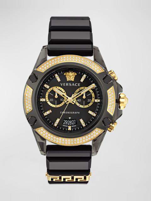 Men's Icon Active Chronograph Silicone Strap Watch with Diamonds, 44mm