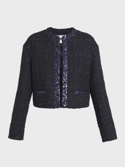 Sequin-Embroidered Metallic Glaze Tweed Jacket