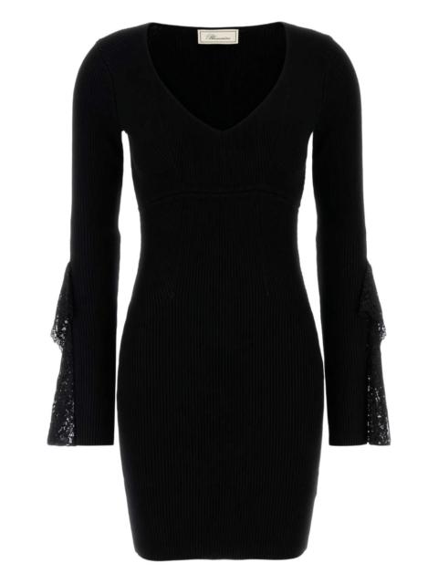 Blumarine lace-detail ribbed-knit mini dress