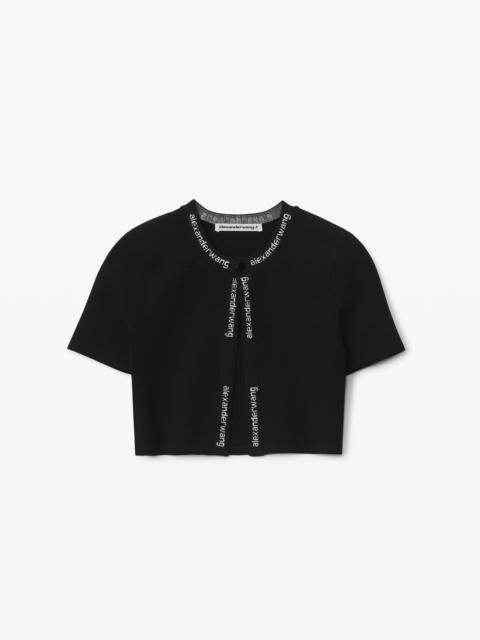 Alexander Wang JACQUARD LOGO CARDIGAN IN STRETCH KNIT