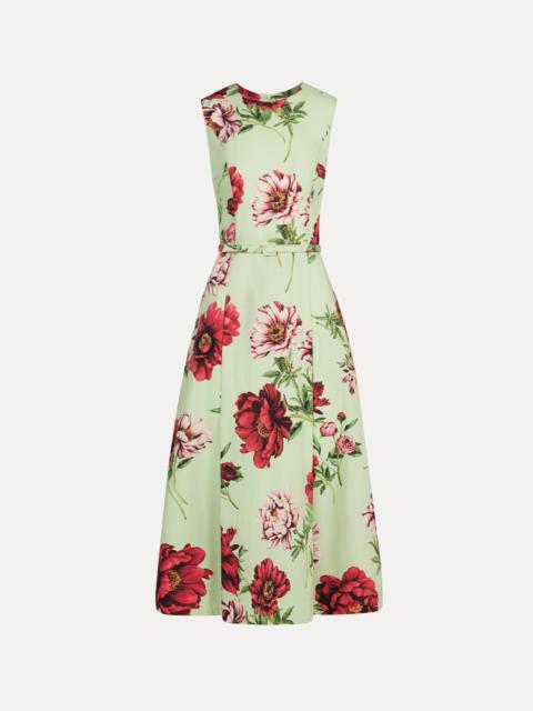 Oscar de la Renta PEONY COTTON POPLIN SLEEVELESS DRESS