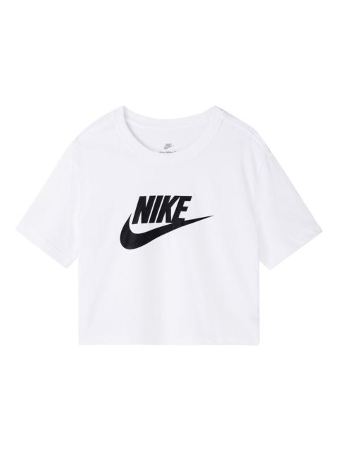 Nike (WMNS) Nike Sportswear Essential Short Casual Crew Neck Short Sleeve T-Shirt White BV6176-100