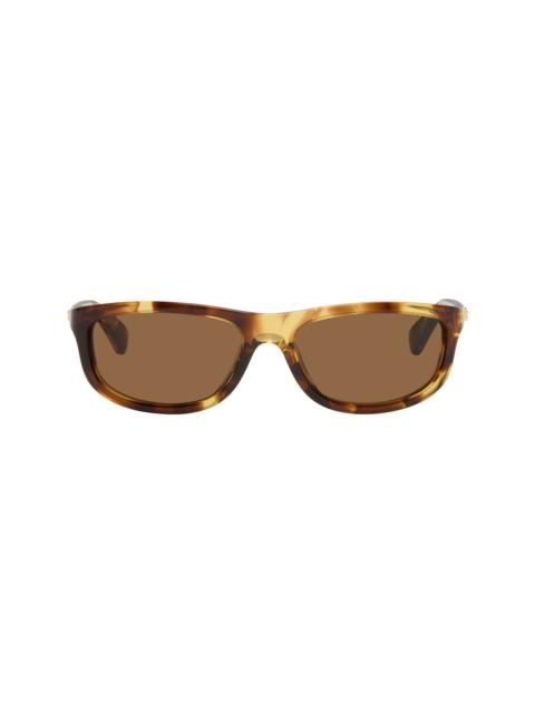 Bottega Veneta Brown Slim Ribbon Rectangular Sunglasses