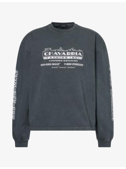 WILLY CHAVARRIA Licensed Designs Oversized Long-Sleeve Graphic Cotton-Jersey T-Shirt