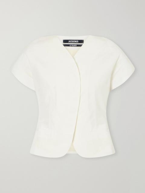 JACQUEMUS La Veste Ovalo faille blazer White