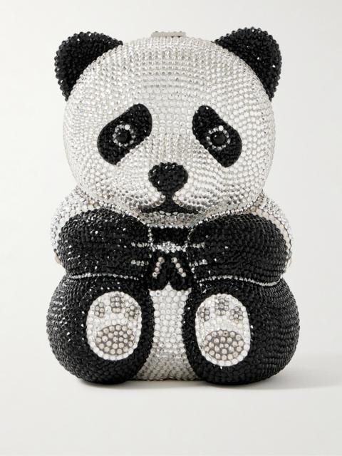 JUDITH LEIBER Teddy Bear Ling Crystal-embellished Silver-tone Clutch
