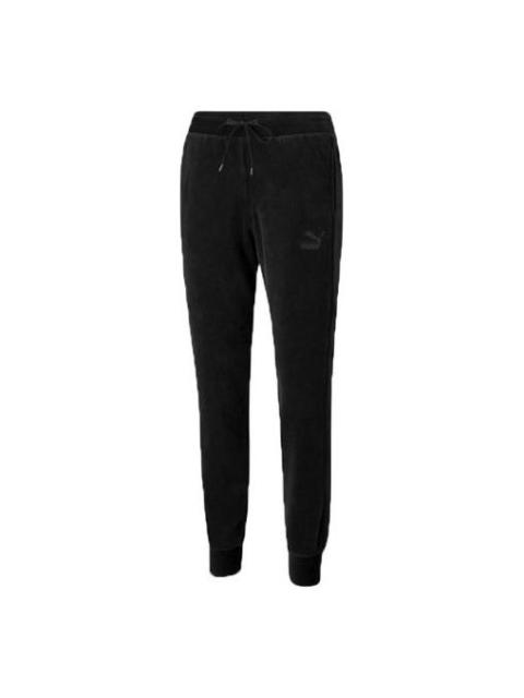 PUMA (WMNS) PUMA Iconic Embroidery Logo Knitting Trousers Black 532951-01