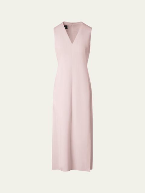 AKRIS V-Neck Midi Wool Dress
