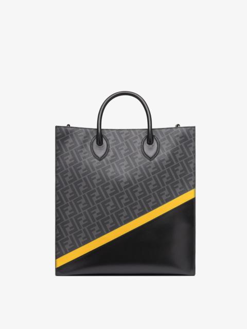 FENDI Black leather and FF fabric bag