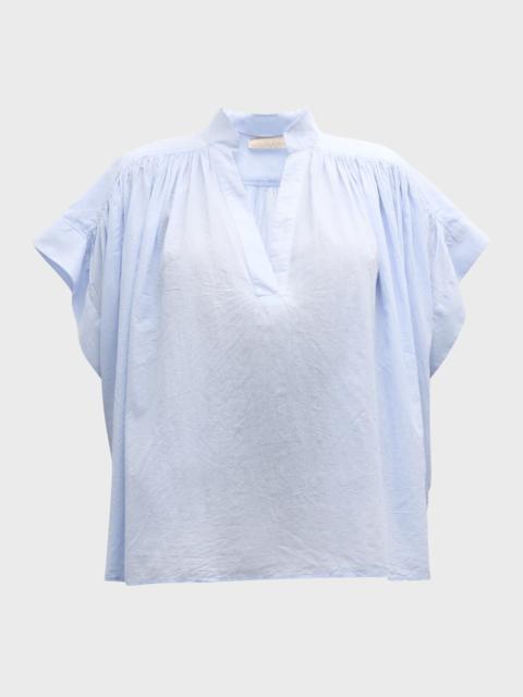 Cory Ruched Cotton Voile Shirt