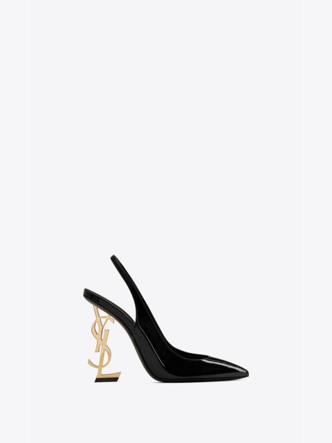 opyum slingback pumps in patent leather with gold-tone heel