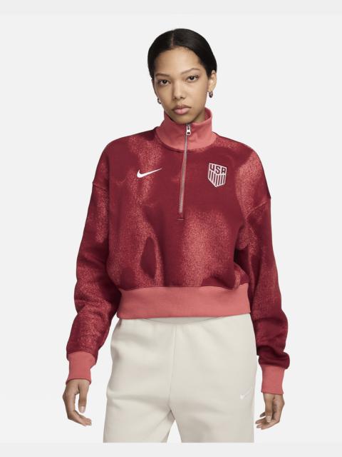 USMNT Phoenix Fleece Nike Women's Soccer Oversized 1/2-Zip Crop Sweatshirt