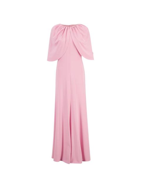 ROLAND MOURET gathered cape maxi dress